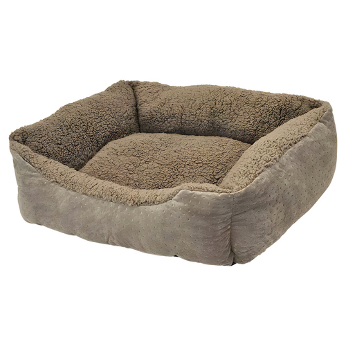 Nobby Hunde Komfortbett eckig Classic Teddy taupe, Maße: 70 x 60 x 20 cm