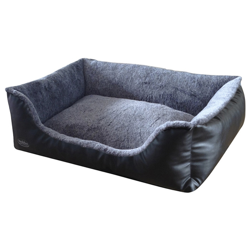 Nobby Hundebett eckig Cali schwarz/hellgrau, Maße: 80 x 60 x 23 cm