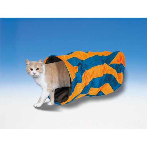 Nobby Katzentunnel blau orange gestreift, Maße: 115 x 30 cm