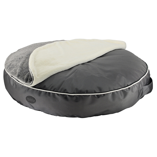 Nobby Kissen rund Melor mit Kuscheldecke grau