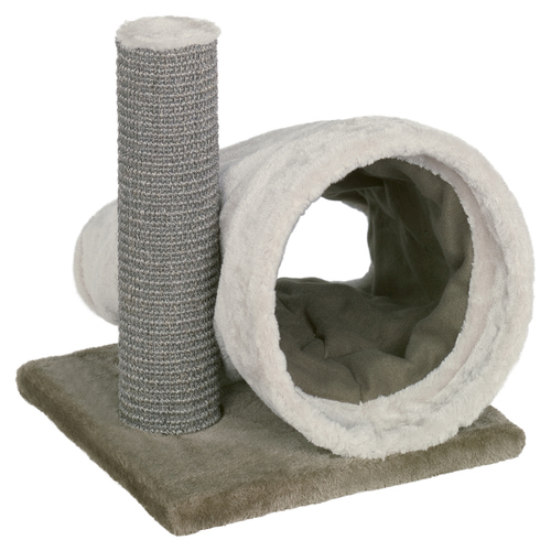 Nobby Kratzsäule Kimo mit Plüschtunnel beige/grau