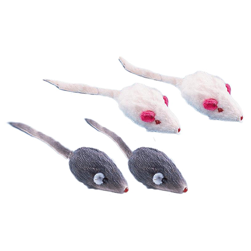 Nobby Plüschmaus Kurzhaar mit Rassel - 4er Pack