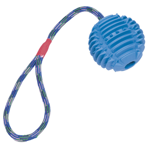 Nobby Vollgummi Ball mit Seil blau