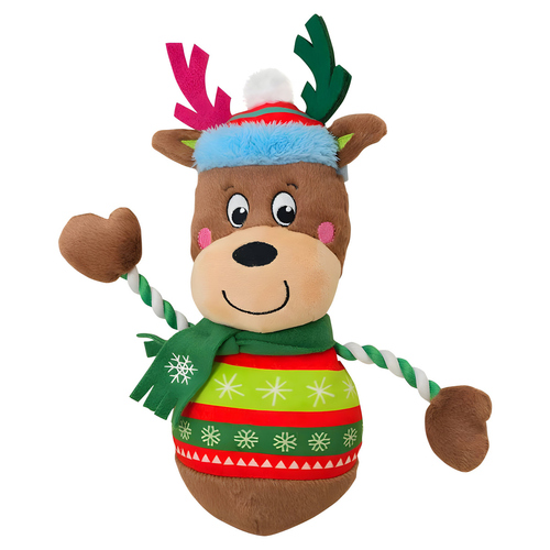 Nobby Xmas Hundespielzeug Rentier mit Seilarmen aus Plüsch