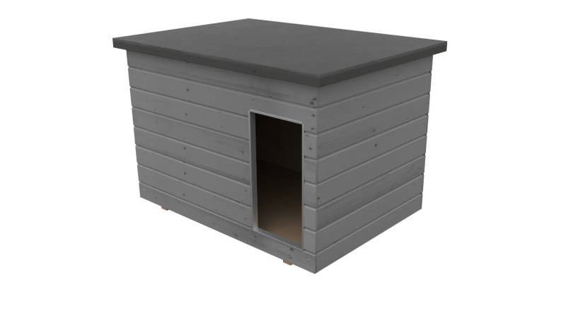Original SAUERLAND Holz-Hundehütte, Korpus platin/Dach graphit imprägniert | Fla...