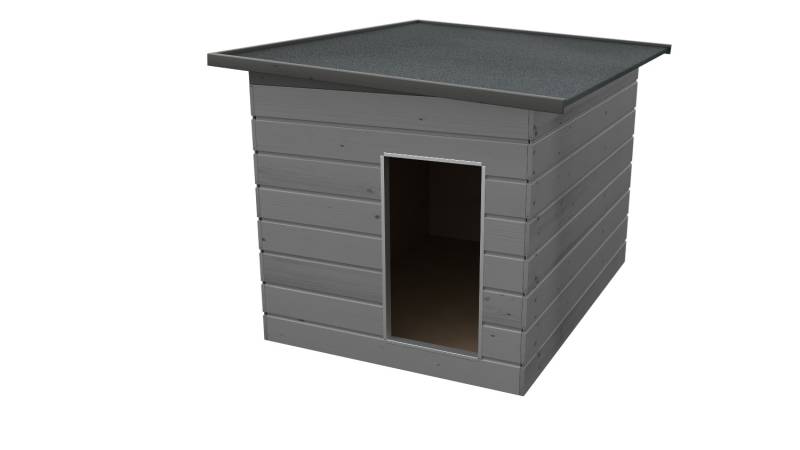 Original SAUERLAND Holz-Hundehütte, platingrau/graphitgrau | Pultdach Allwetter ...