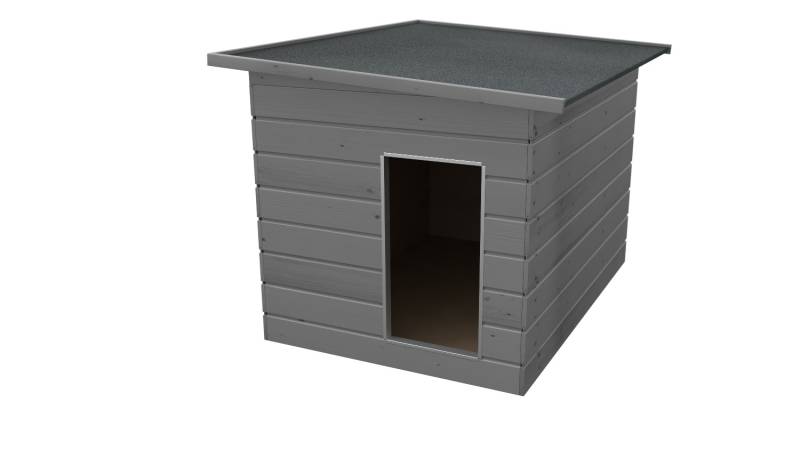 Original SAUERLAND Holz-Hundehütte, platingrau | Pultdach Allwetter | Eingang Sc...