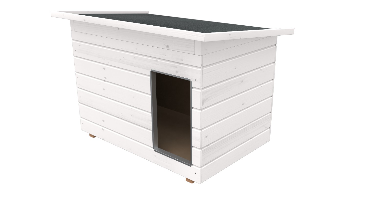 Original SAUERLAND Holz-Hundehütte, weiß lasiert | Pultdach Allwetter | Eingang ...