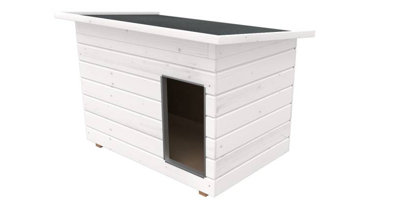 Original SAUERLAND Holz-Hundehütte, weiß lasiert | Pultdach Allwetter | Eingang ...