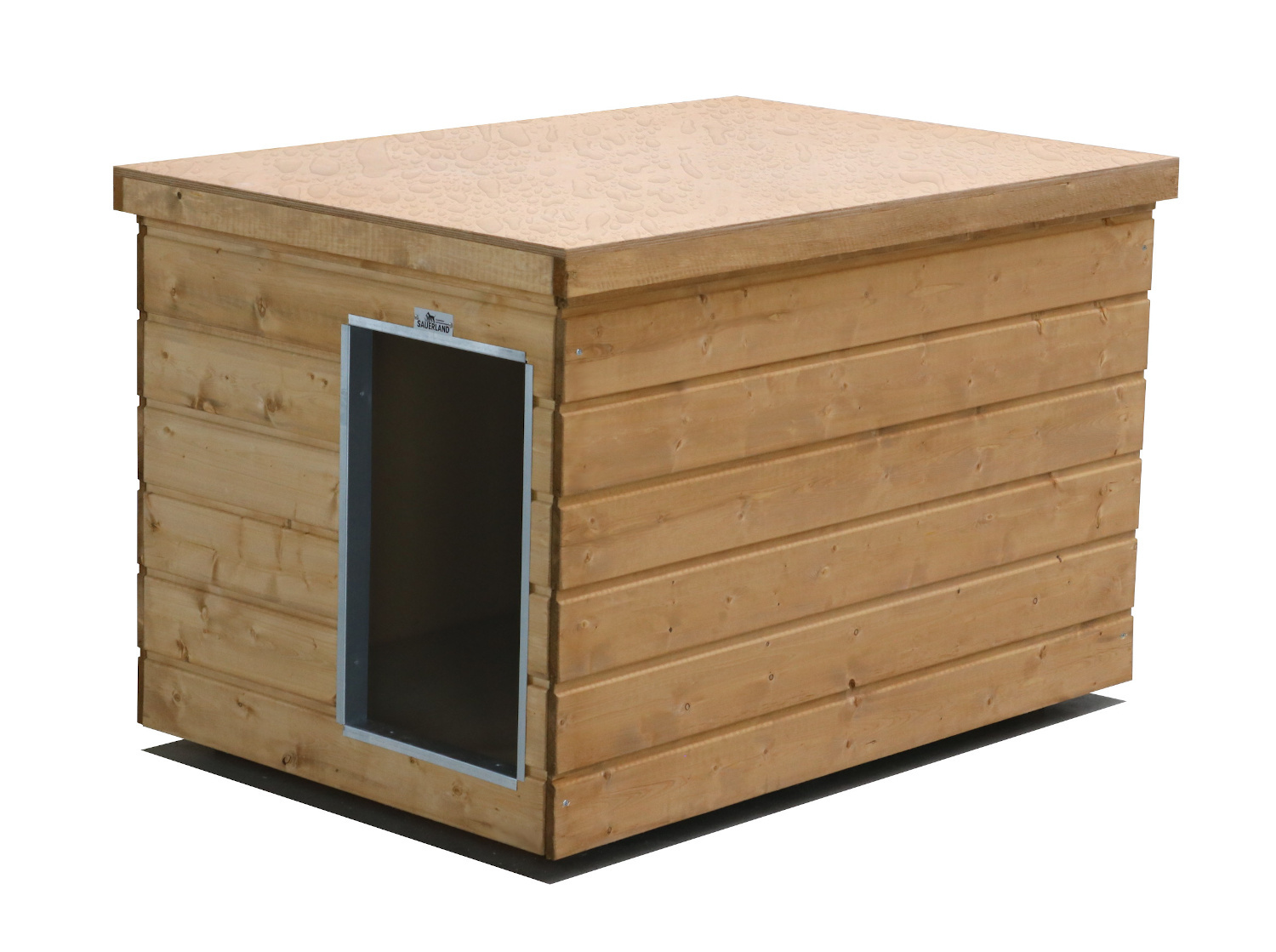 Original SAUERLAND Holz-Hundehütte braun imprägniert | Flachdach Dickschicht | E...