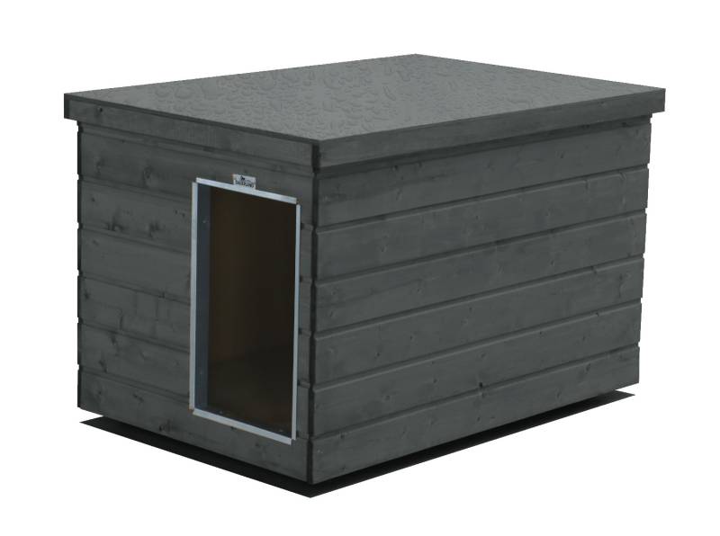 Original SAUERLAND Holz-Hundehütte graphitgrau | Flachdach Dickschicht | Eingang...