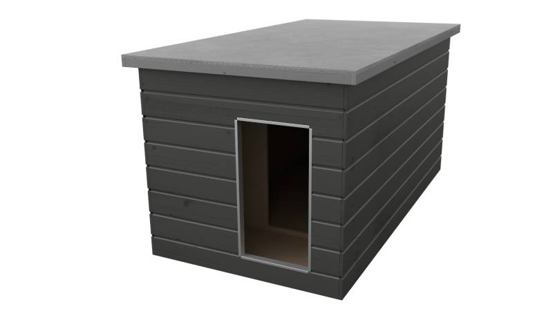 Original SAUERLAND Holz-Hundehütte mit Vorraum, Korpus graphit/Dach platin imprä...