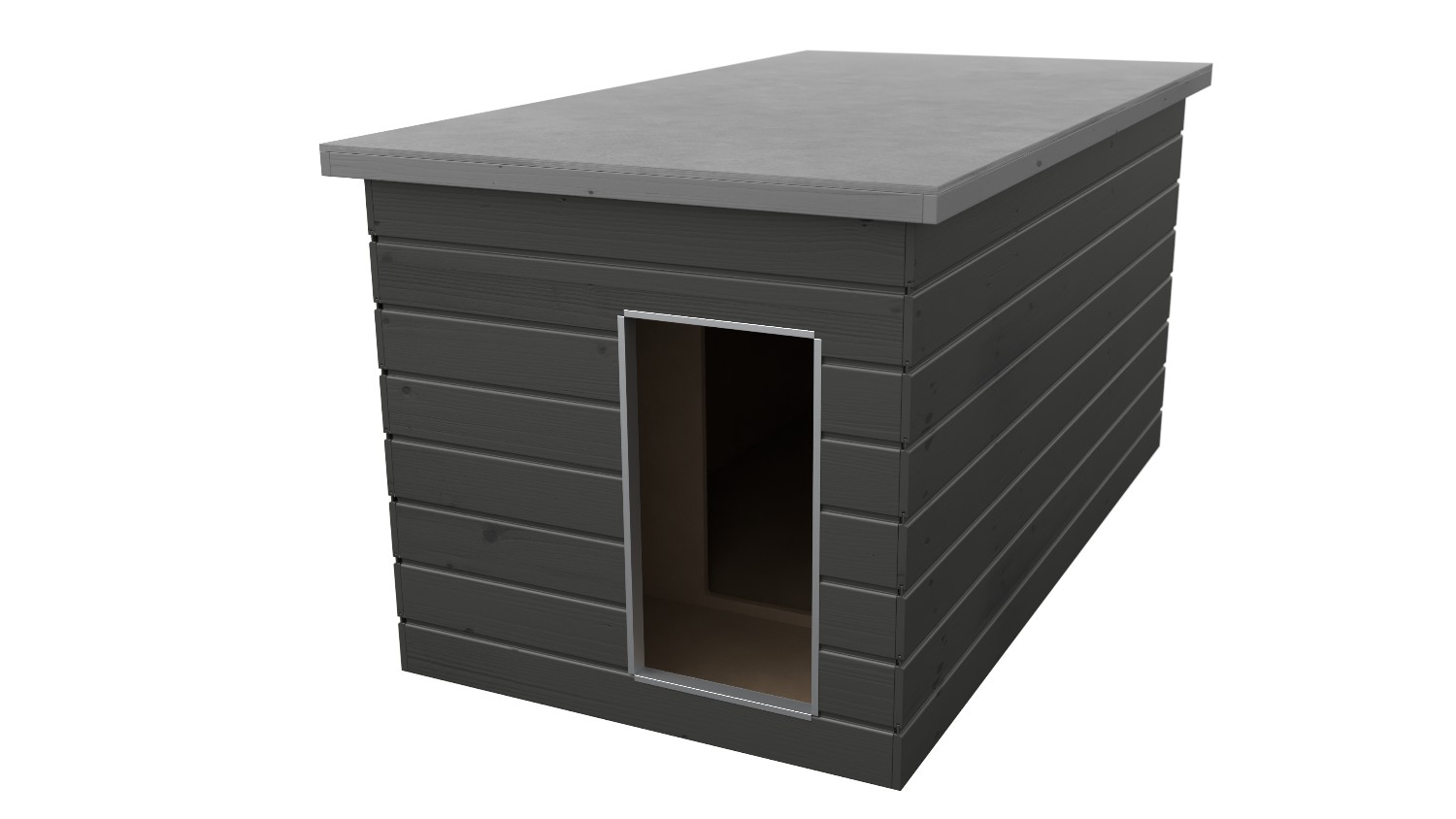 Original SAUERLAND Holz-Hundehütte mit Vorraum, Korpus graphit/Dach platin imprä...