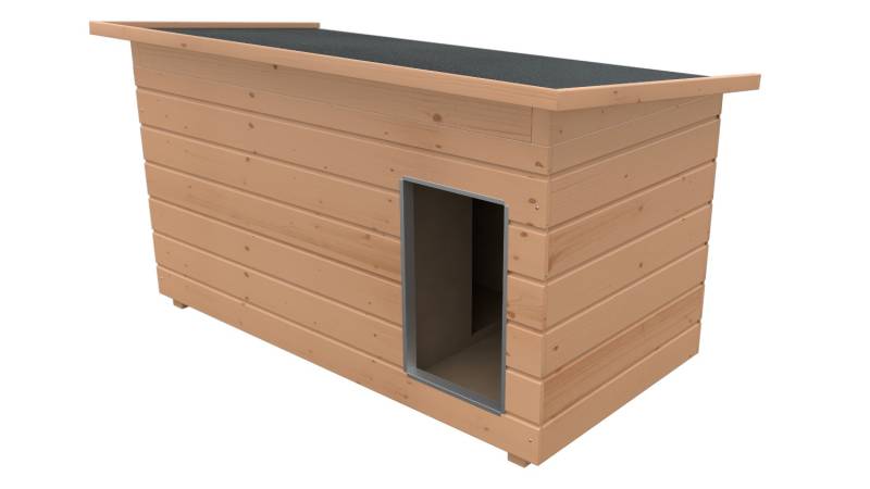 Original SAUERLAND Holz-Hundehütte mit Vorraum, braun imprägniert | Pultdach All...