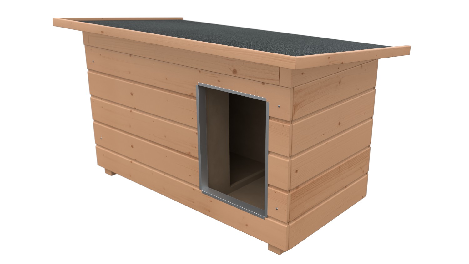 Original SAUERLAND Holz-Hundehütte mit Vorraum, braun imprägniert | Pultdach All...