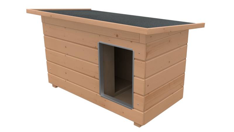 Original SAUERLAND Holz-Hundehütte mit Vorraum, braun imprägniert | Pultdach All...