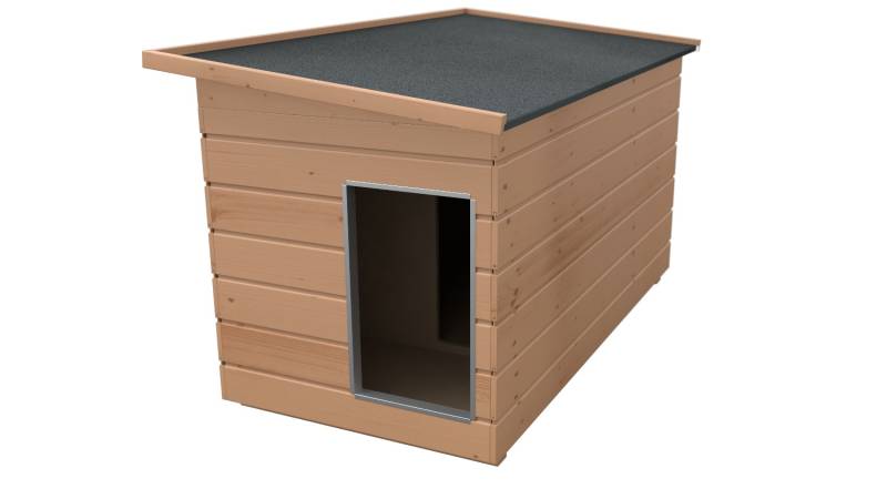 Original SAUERLAND Holz-Hundehütte mit Vorraum, braun imprägniert | Pultdach All...