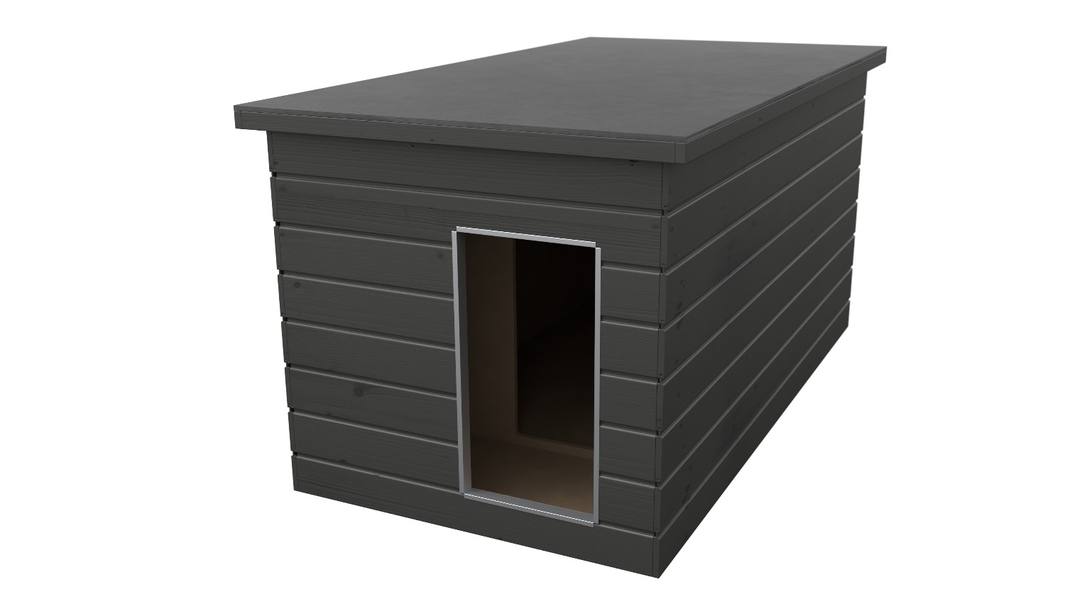 Original SAUERLAND Holz-Hundehütte mit Vorraum, graphitgrau imprägniert | Flachd...