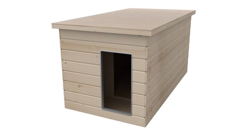 Original SAUERLAND Holz-Hundehütte mit Vorraum, naturbelassen | Flachdach Dicksc...