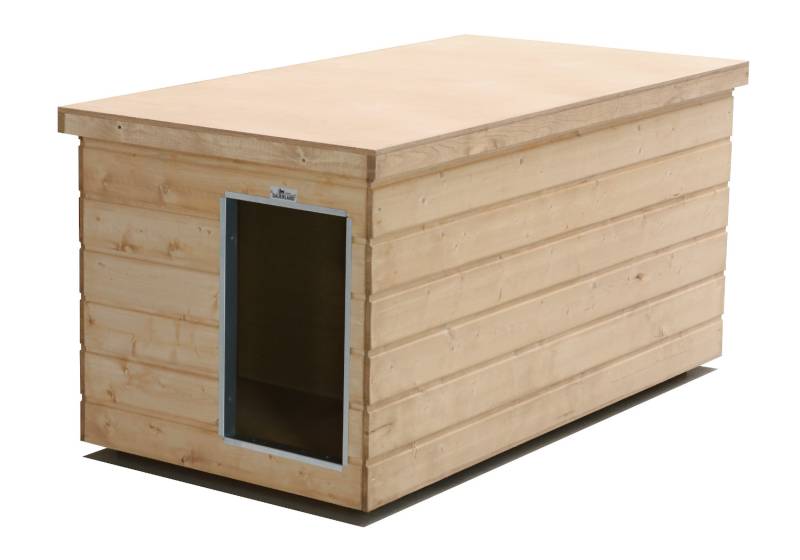 Original SAUERLAND Holz-Hundehütte mit Vorraum, naturbelassen | Flachdach Dicksc...