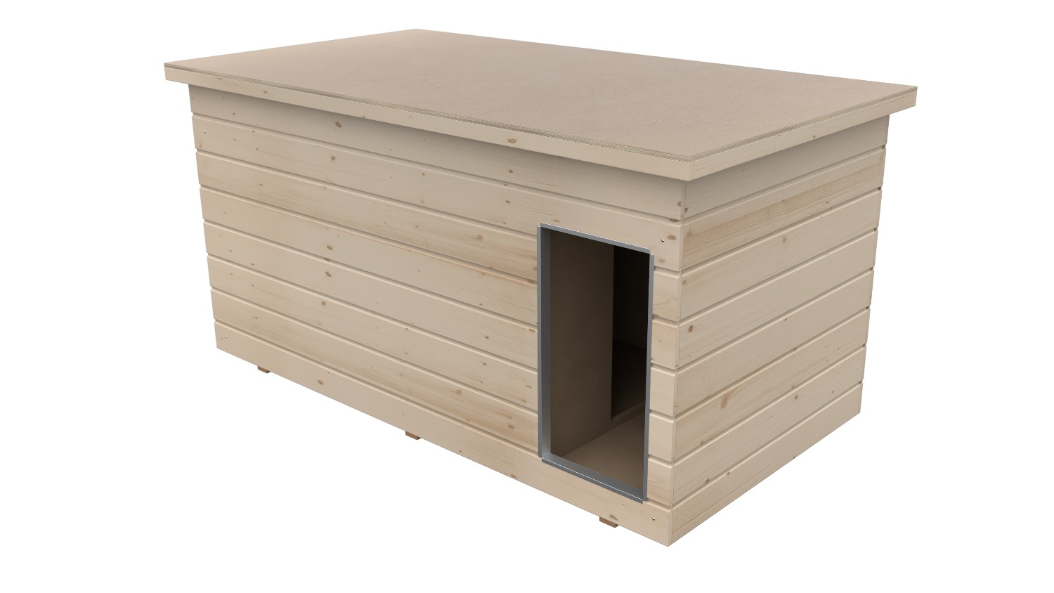 Original SAUERLAND Holz-Hundehütte mit Vorraum, naturbelassen | Flachdach | Eing...