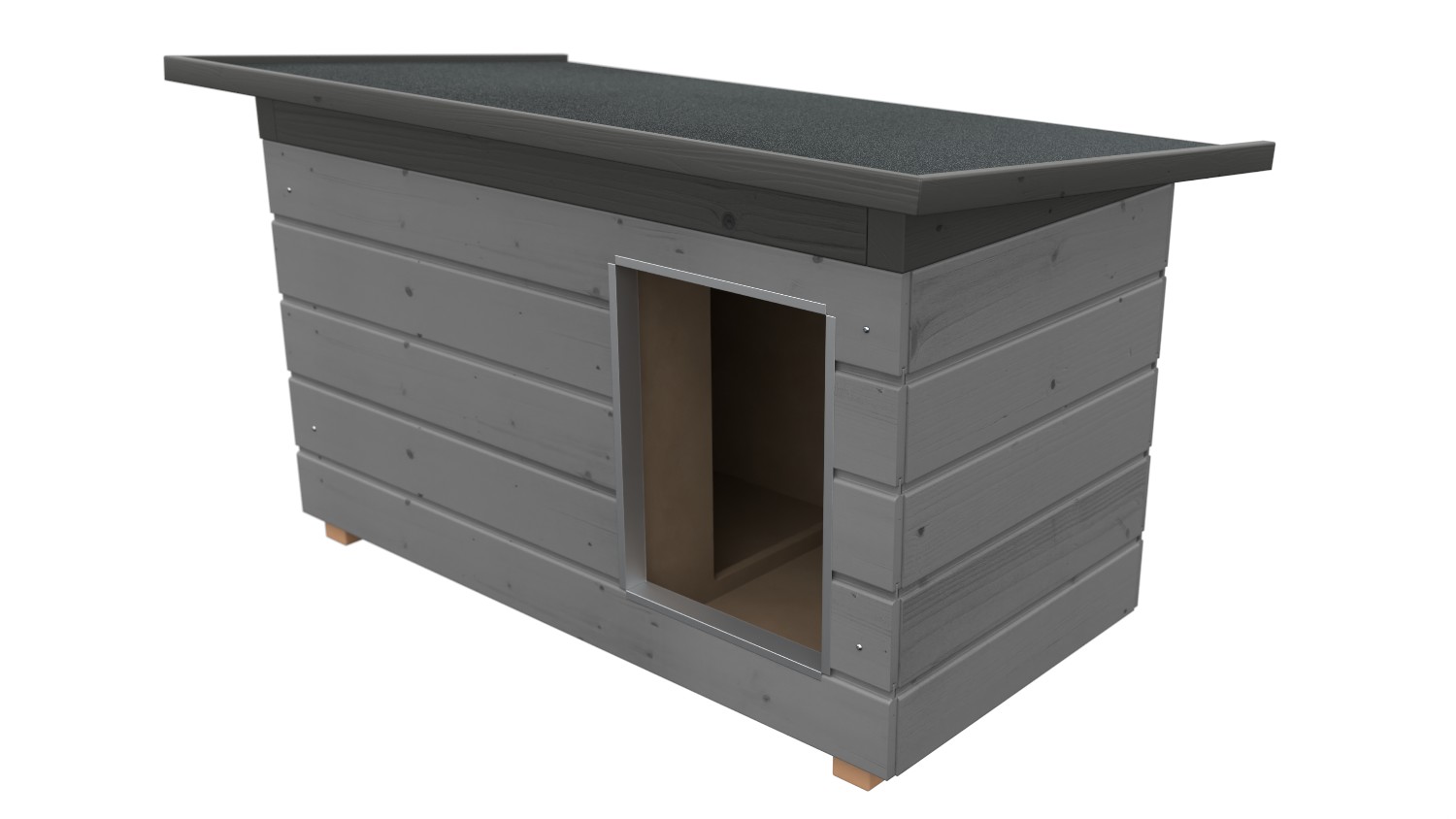 Original SAUERLAND Holz-Hundehütte mit Vorraum, platingrau/graphitgrau | Pultdac...