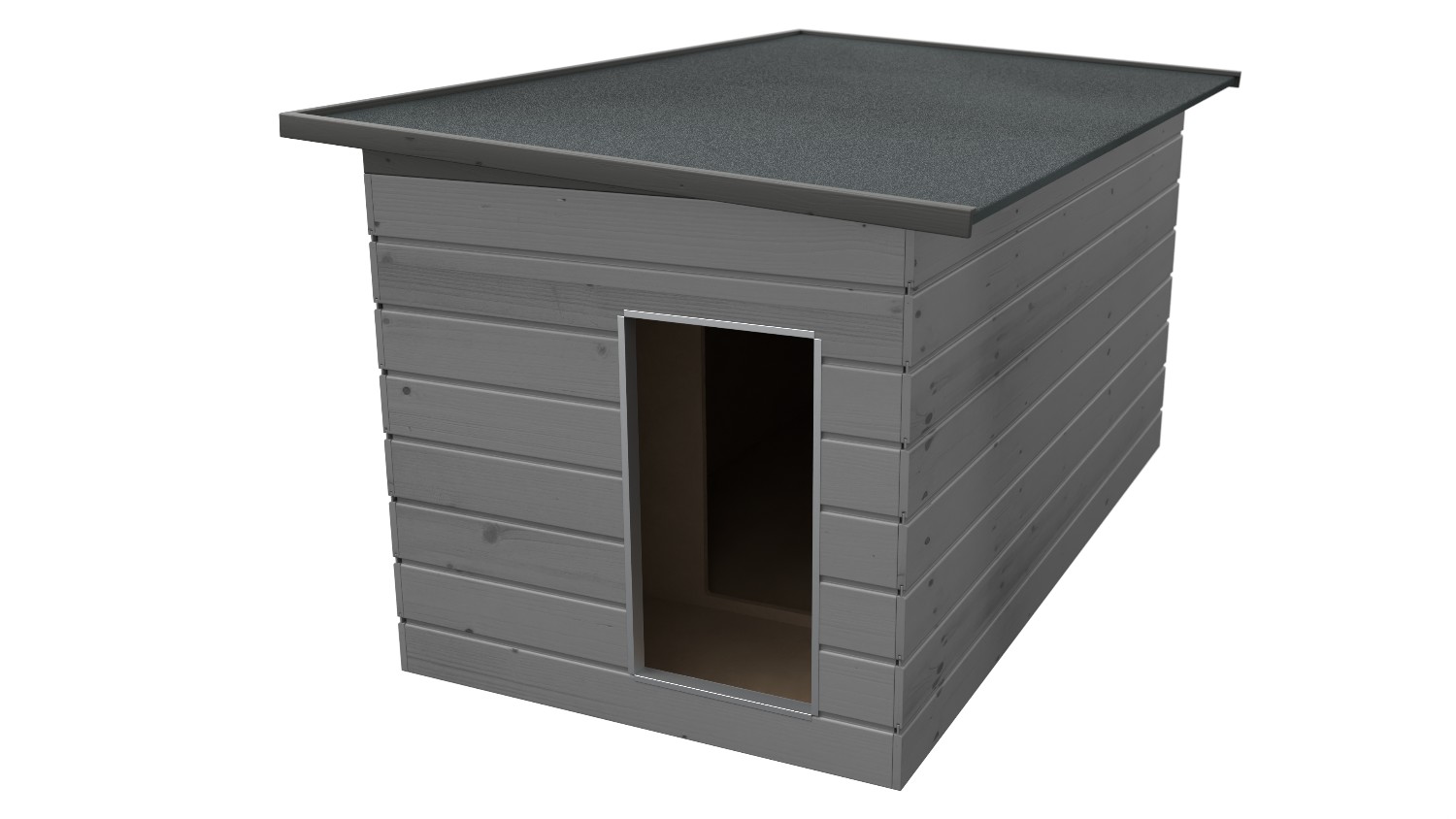 Original SAUERLAND Holz-Hundehütte mit Vorraum, platingrau/graphitgrau | Pultdac...