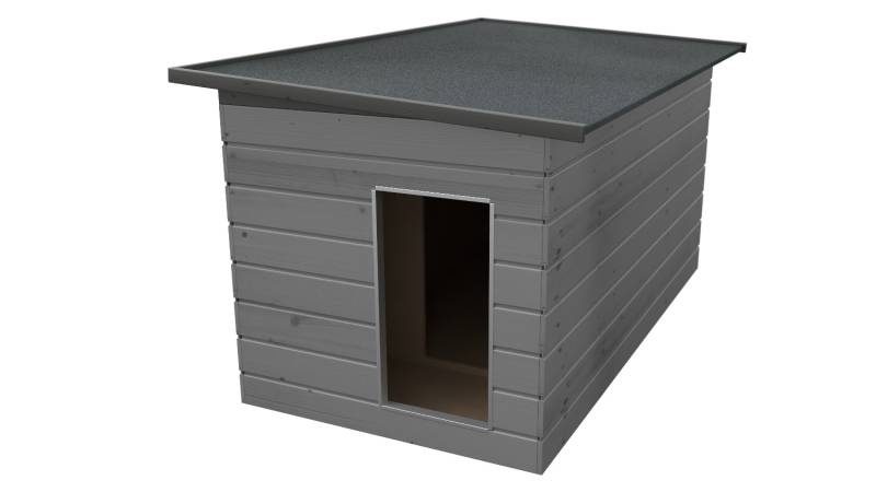 Original SAUERLAND Holz-Hundehütte mit Vorraum, platingrau/graphitgrau | Pultdac...