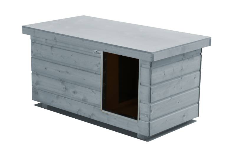 Original SAUERLAND Holz-Hundehütte mit Vorraum, platingrau | Flachdach | Eingang... Original SAUERLAND Holz-Hundehütte mit Vorraum, platingrau | Flachdach | Eingang...