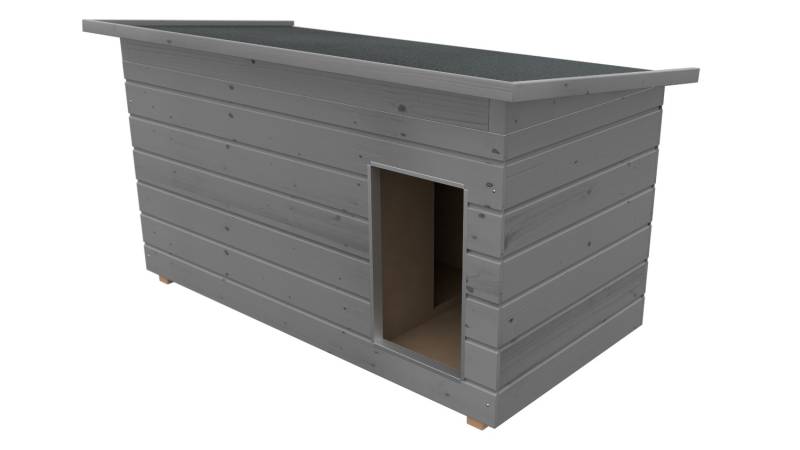 Original SAUERLAND Holz-Hundehütte mit Vorraum, platingrau | Pultdach Allwetter ...