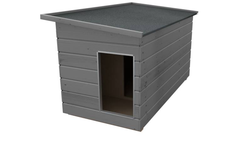 Original SAUERLAND Holz-Hundehütte mit Vorraum, platingrau | Pultdach Allwetter ...