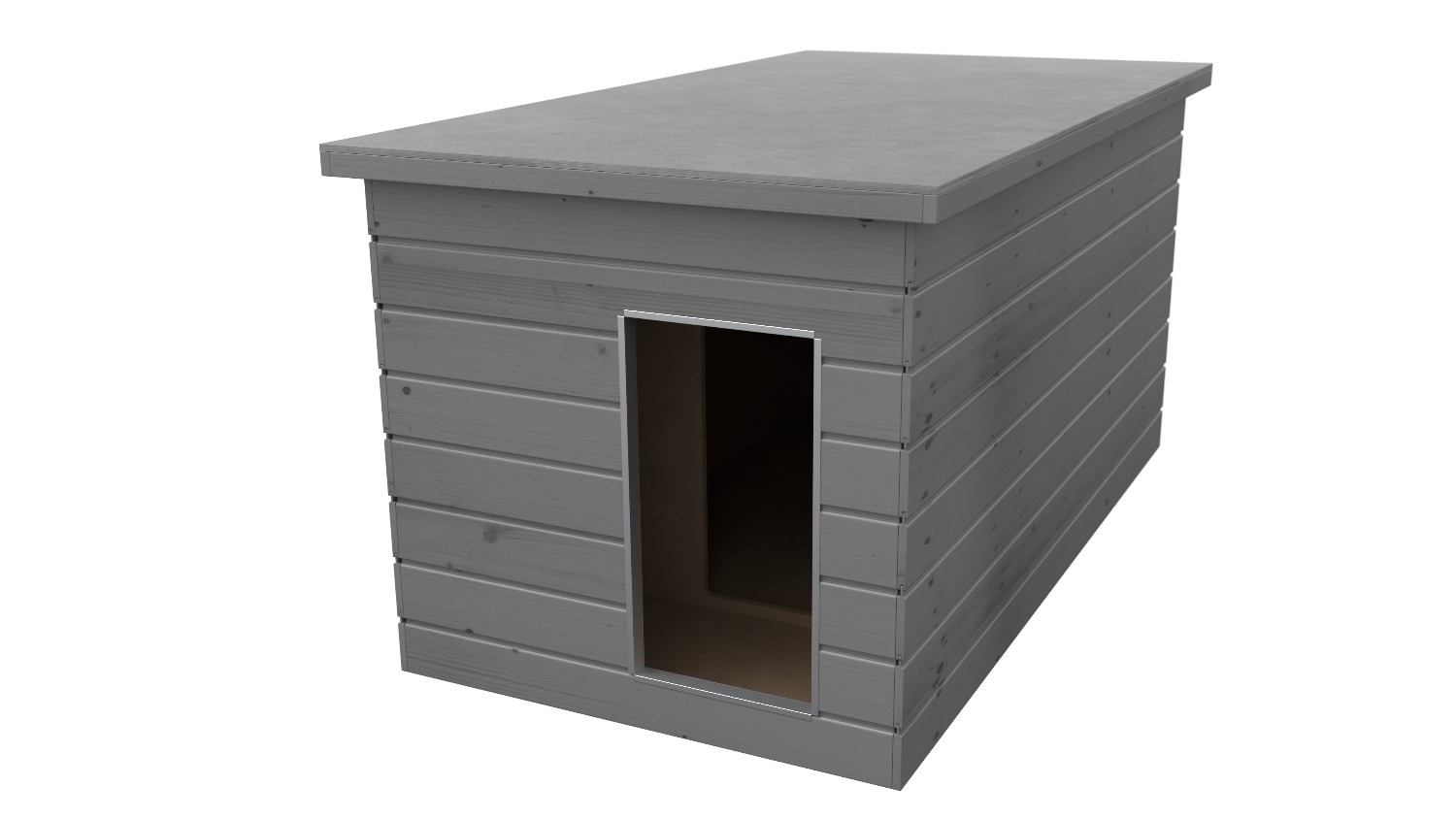 Original SAUERLAND Holz-Hundehütte mit Vorraum, platingrau imprägniert | Flachda...