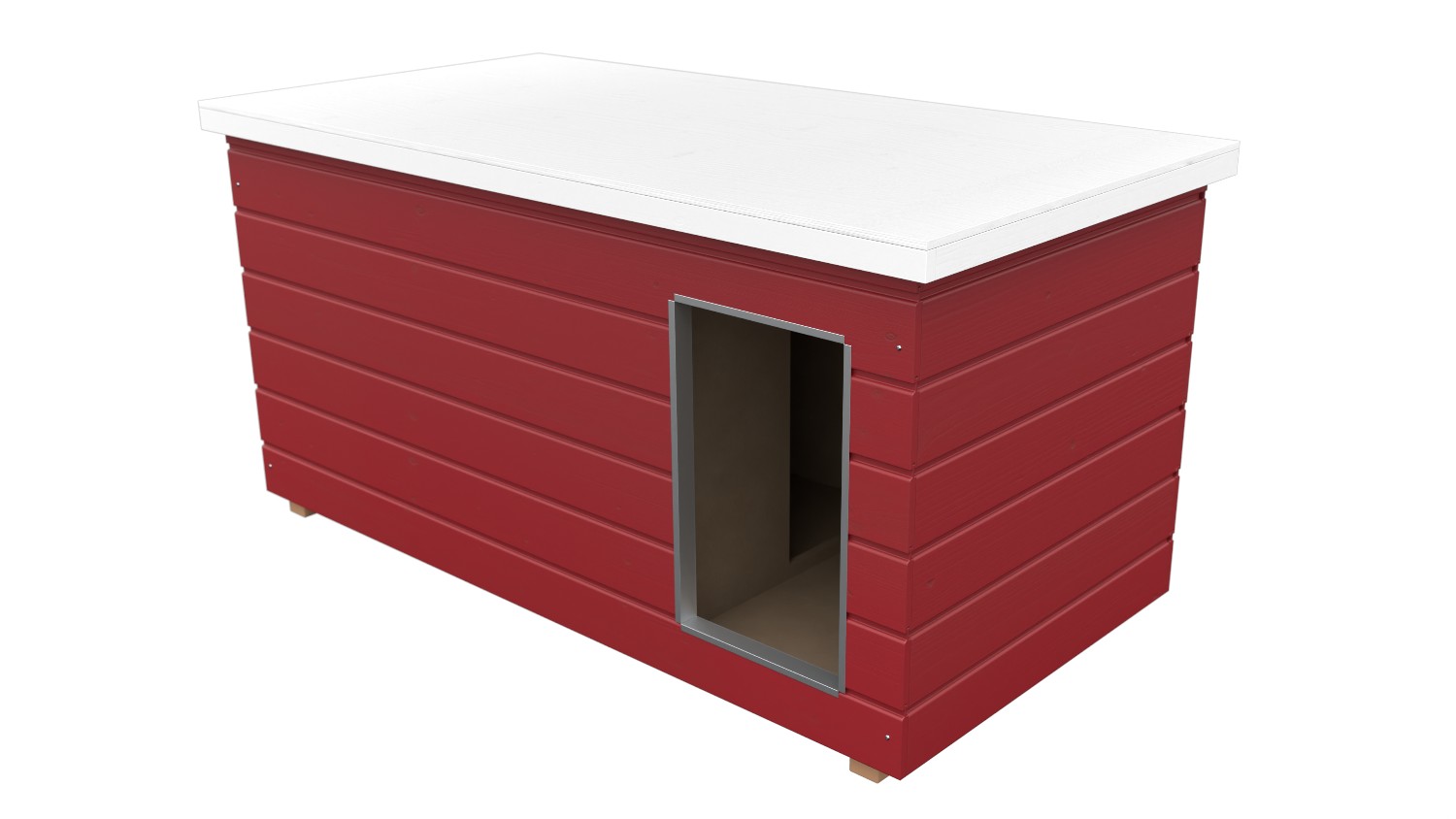 Original SAUERLAND Holz-Hundehütte mit Vorraum, schwedenrot | Flachdach | Eingan...