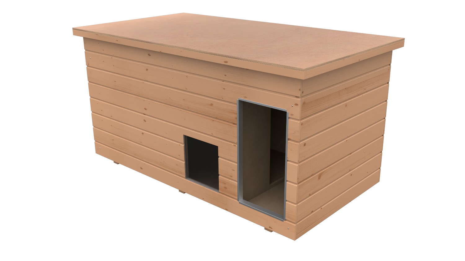 Original SAUERLAND Holz-Hundehütte mit Vorraum und Fenster, braun imprägniert | ...