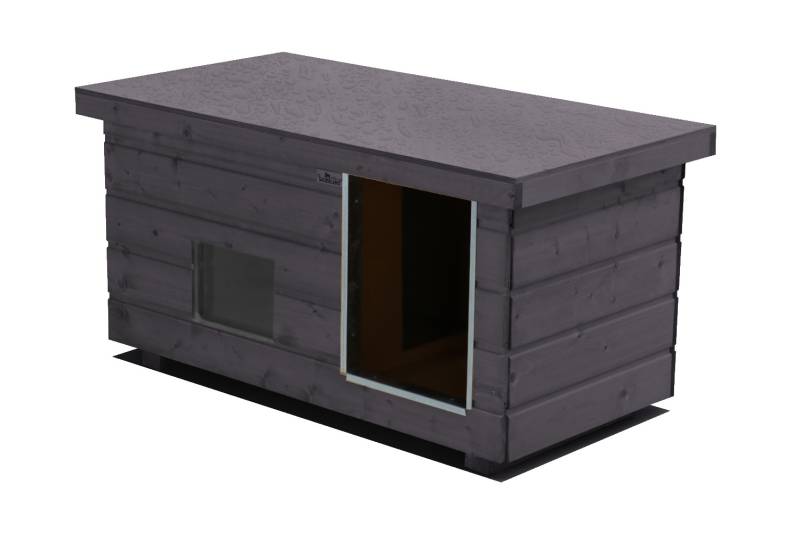 Original SAUERLAND Holz-Hundehütte mit Vorraum und Fenster, graphitgrau | Flachd... Original SAUERLAND Holz-Hundehütte mit Vorraum und Fenster, graphitgrau | Flachd...