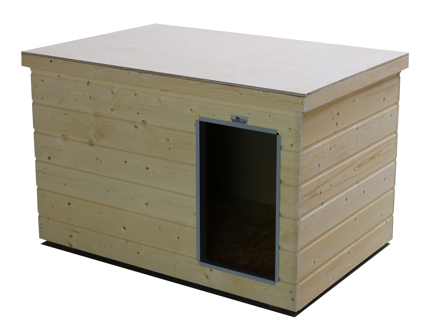 Original SAUERLAND Holz-Hundehütte naturbelassen | Flachdach Dickschicht | Einga...