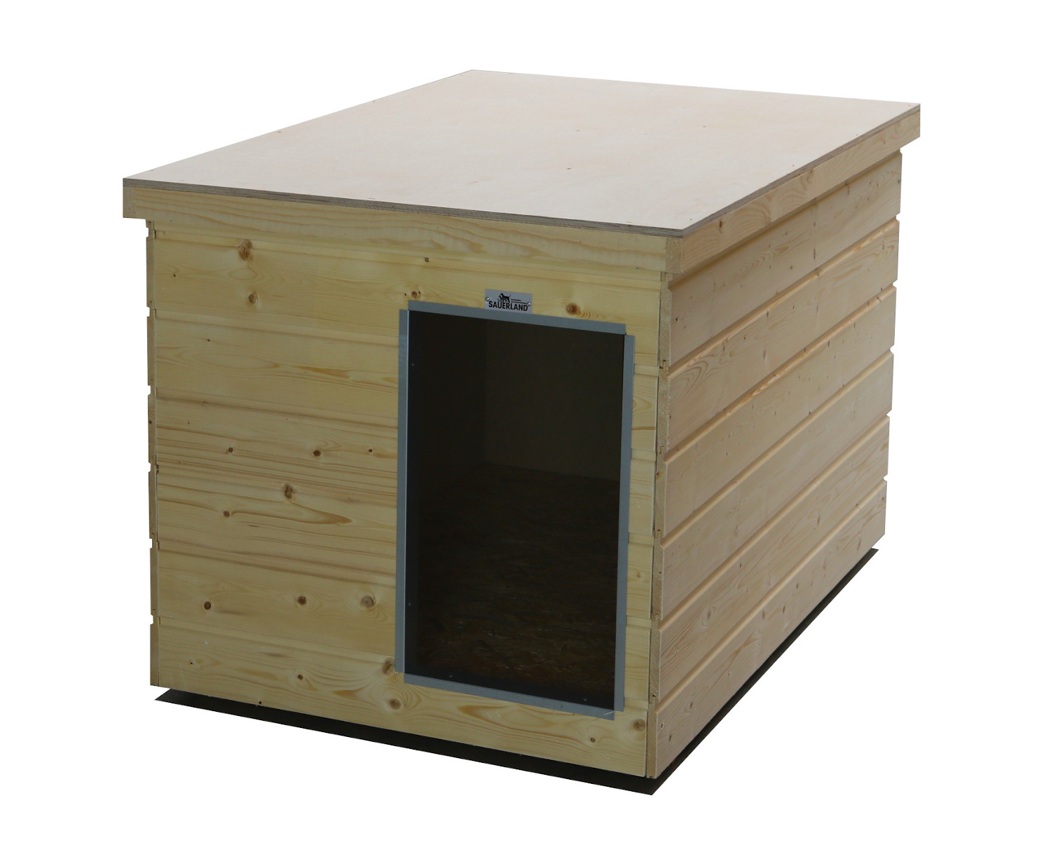 Original SAUERLAND Holz-Hundehütte naturbelassen | Flachdach | Eingang Schmalsse...