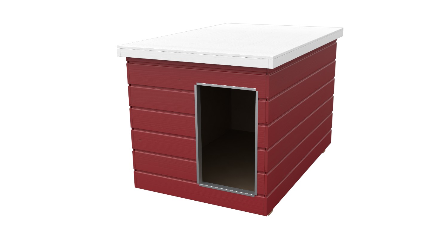 Original SAUERLAND Holz-Hundehütte schwedenrot | Flachdach Dickschicht | Eingang...