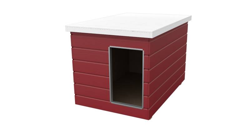 Original SAUERLAND Holz-Hundehütte schwedenrot | Flachdach Dickschicht | Eingang...