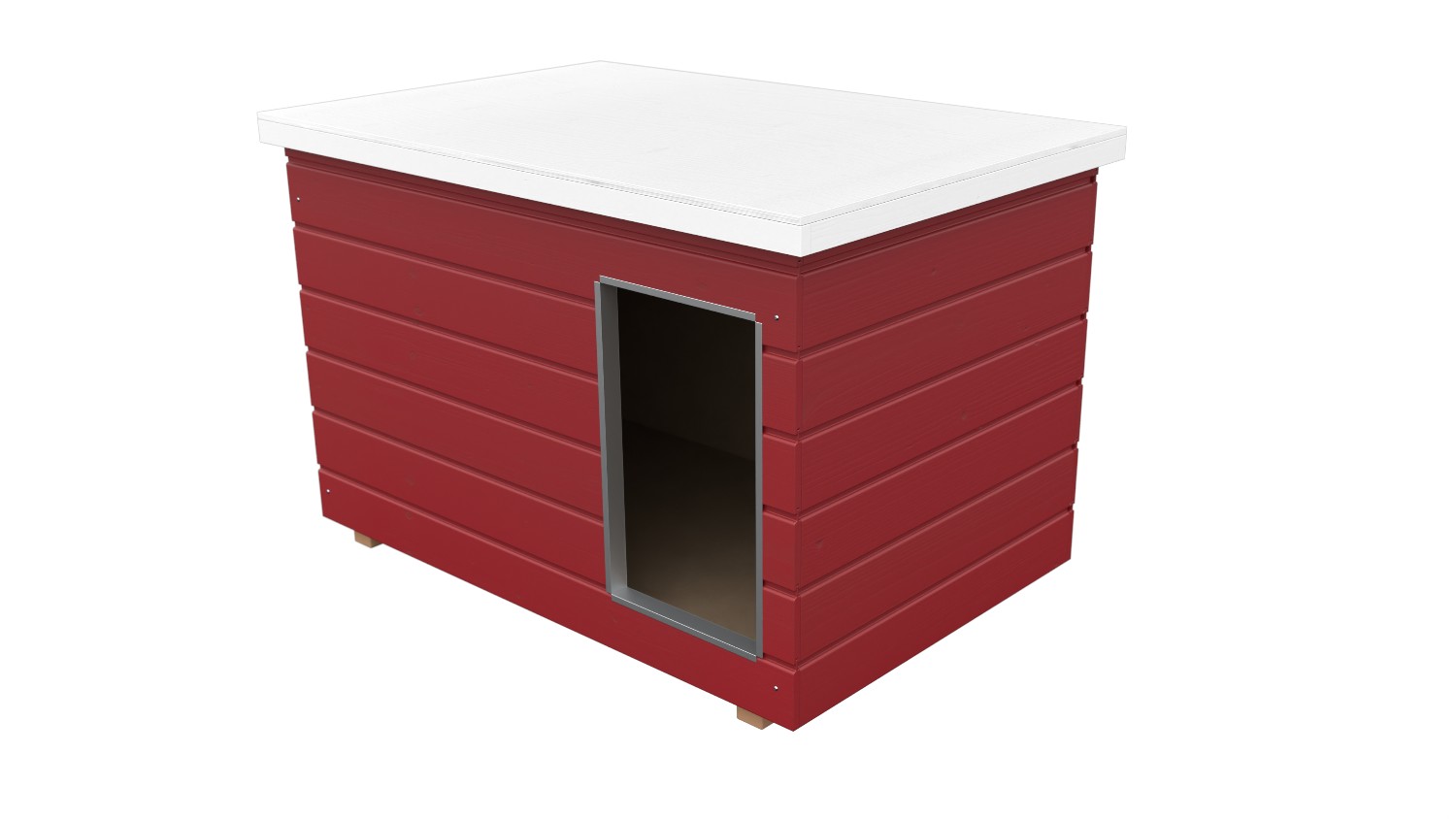 Original SAUERLAND Holz-Hundehütte schwedenrot | Flachdach | Eingang Längsseite ...