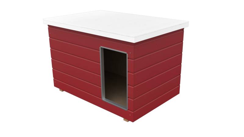 Original SAUERLAND Holz-Hundehütte schwedenrot | Flachdach | Eingang Längsseite ...