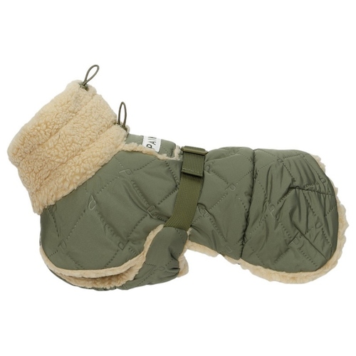 PAIKKA Hunde Jacke "Quilted Sherpa Jacket" olive, Rückenlänge: 65 cm