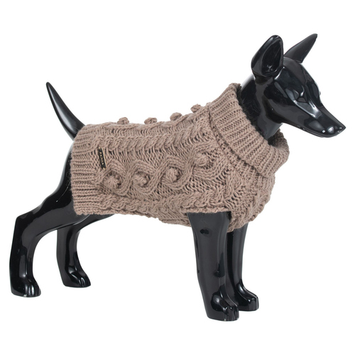 PAIKKA Hunde Strickpullover "Handmade Knit Sweater" taupe, Rückenlänge: 40 cm