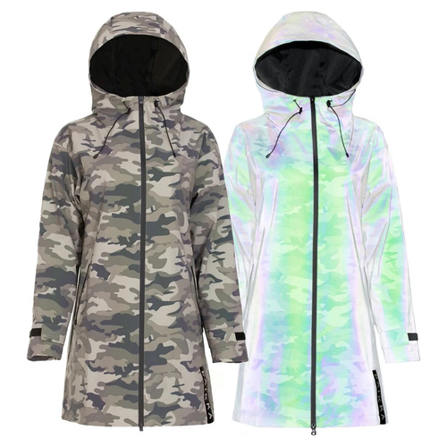 PAIKKA Regenmantel für Zweibeiner reflektierend Damen "Human Visibility Raincoat" camo