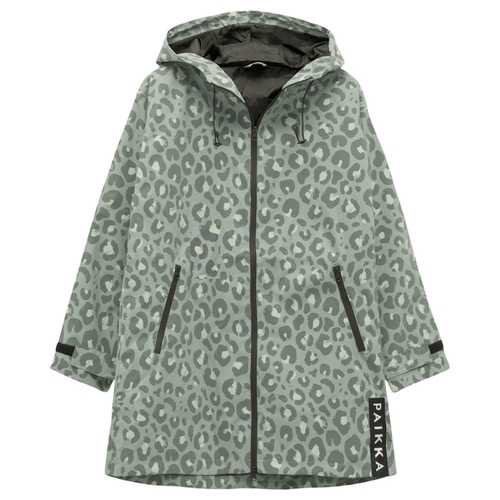 PAIKKA Regenmantel für Zweibeiner reflektierend Damen "Human Visibility Raincoat" green leo