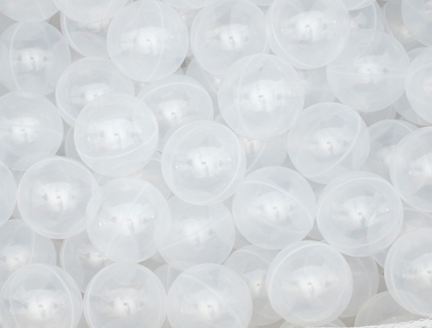 PE Bälle transparent zur Teichabdeckung Ø 70mm / 650 St. (3 m²) / Winter mit Aufbewahrungsnetz