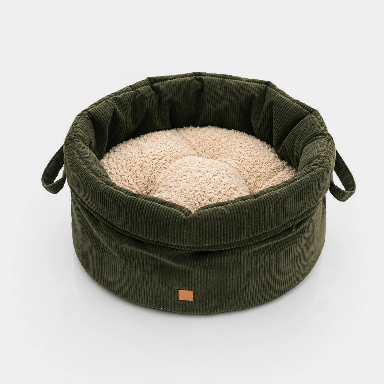 PET & Co. Louis Cord Luxury Hundekorb Khaki M | Premium Design & Handgefertigt | PET & Co.