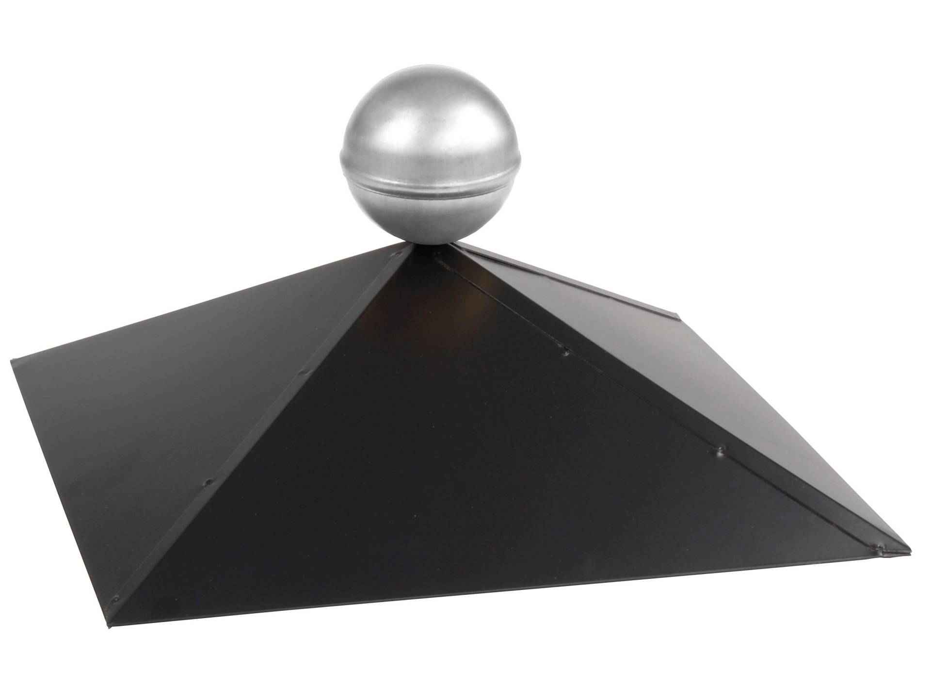 Pavillonhaube 4-Eck mit Edelstahlkugel, Firsthaube schwarz