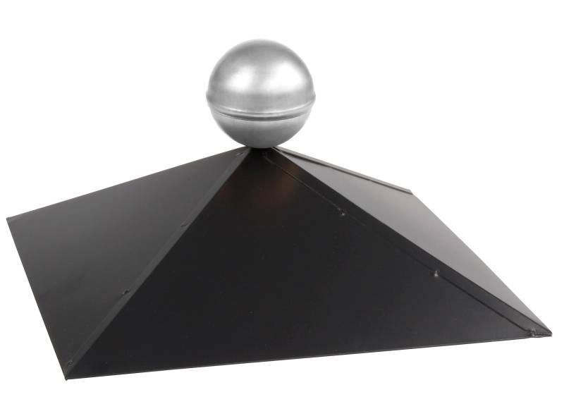 Pavillonhaube 4-Eck mit Edelstahlkugel, Firsthaube schwarz
