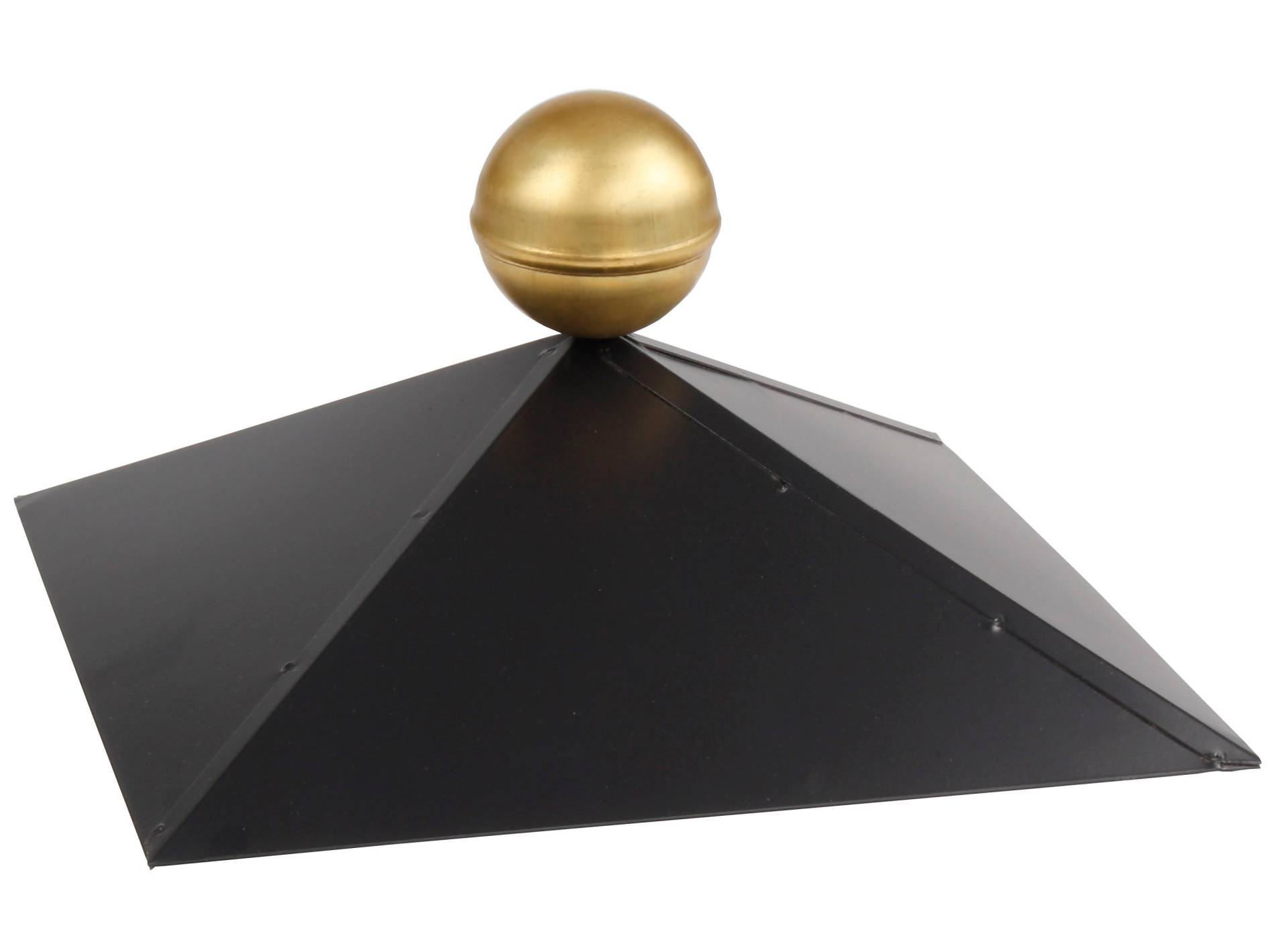 Pavillonhaube 4-Eck mit Messingkugel, Firsthaube schwarz